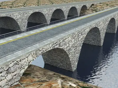Rock Stone Bridge - Modular Buildable Kit Low-poly 3D model