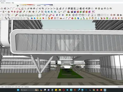 Contemporary highrise building facade  3D model