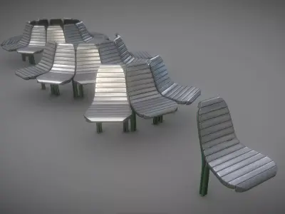  Round Tree Bench - 7 - Aluminum Version 1 Low-poly 3D model