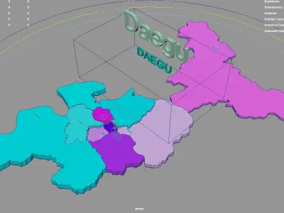 Daegu  South Korea map region geography political geographic 3D model