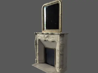 Chimney and Mirror Classic 18th Low-poly 3D model