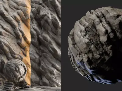 H124 Rock Cliff - PBR - 4K - Seamless - SBSAR Texture
