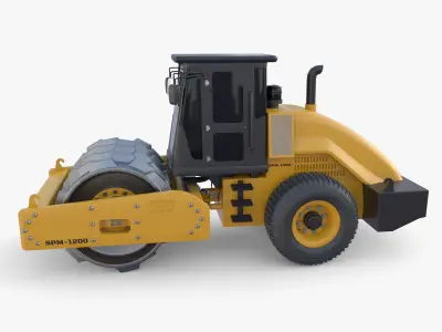 Road roller V8 Low-poly 3D model