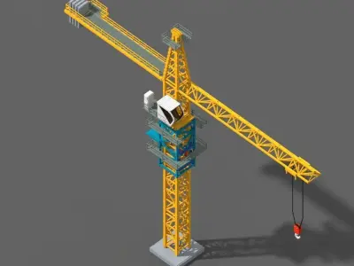 Voxel Tower Crane Low-poly 3D model