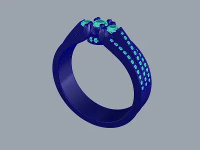 Triple Stone Engagement Ring JDBCo 3D print model