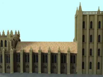 Cathidral cathedral in middle of sky 3D model