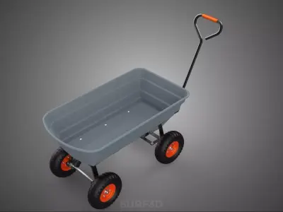 POLY DECK GARDEN UTILITY CART WAGON TRAILER TROLLEY FOUR 4 WHEEL 3D model