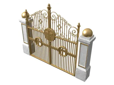 Large Gates And Pillars 3D model