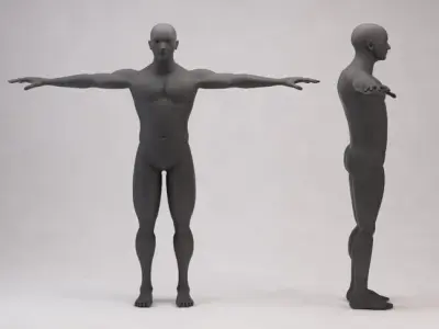 BASE MESH---Man Neutral and T-Pose Low-poly 3D model