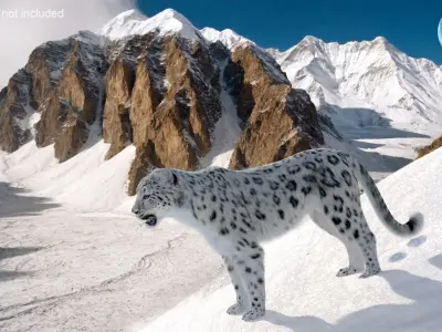 Snow Leopard with Detailed Fur 