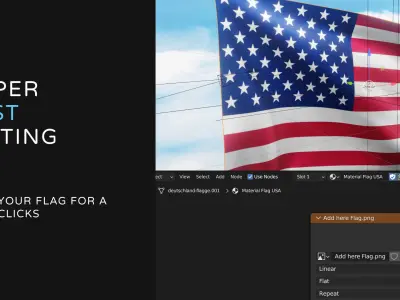 Ukraine Flag animation 3D mockup Blender eevvee plus USA flag 3D model