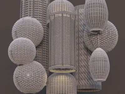 Rattan Lighting Set 3D model