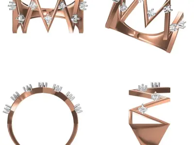Light Weight Wedding Engagement Women Ring STL JCD Details 3D print model 7