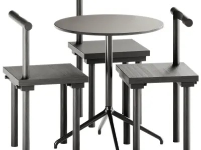 Still Cafe Table Round by Muuto and Sculptural Chair 3D model