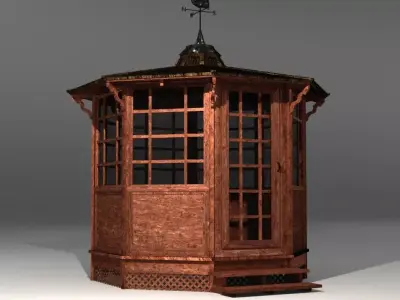 Gazebo wooden Low-poly 3D model