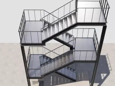 fire escape staircase  Free 3D model