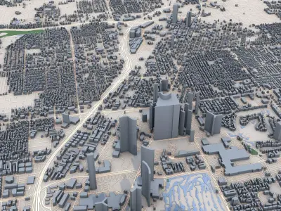 10 Models American Cities Low Poly Collection Urban Landscape 3D Model Pack