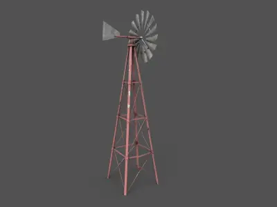 Vintage Windmill Low-poly  Low-poly 3D model