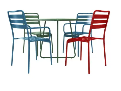 Street  cafe restaraunt metal chair table 3D model