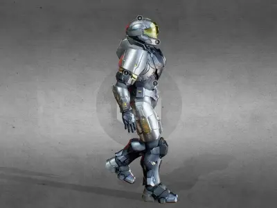 Armored Character game ready Low-poly 3D model