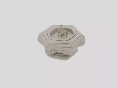 Fantasy Stone Temple Brazier for 3D print Low-poly 3D model