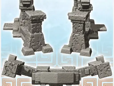 Egyptian temple wall ruin 2 - Ancient Classic Old Archaic Histor 3D print model