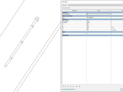 Rain Gutter 2 - Full Parametric Revit Family Free 3D model