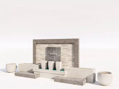 Contemporary Garden Landscape Water Fountain Kit Low-poly 3D model