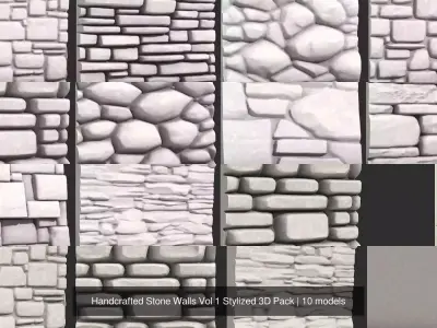 Handcrafted Stone Walls Vol 1 Stylized 3D Pack