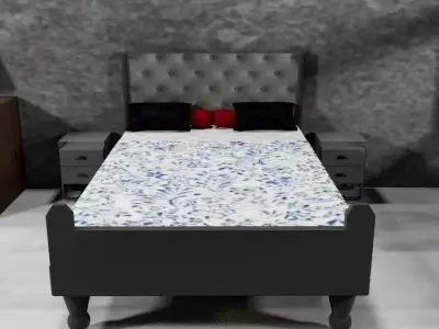 3D Bedroom Scene  Furniture and Interior Set 3D model