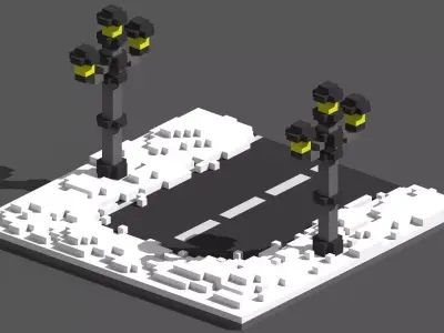 Xmas Road Voxel - 5 Low-poly 3D model