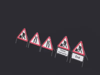 Triangular Road Works Signs 01 3D Model Pack