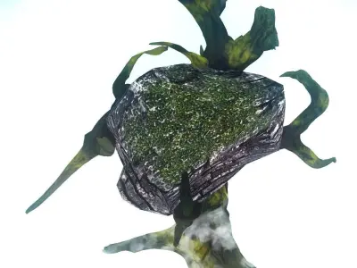 Giant rock holder tree terrain Low-poly 3D model