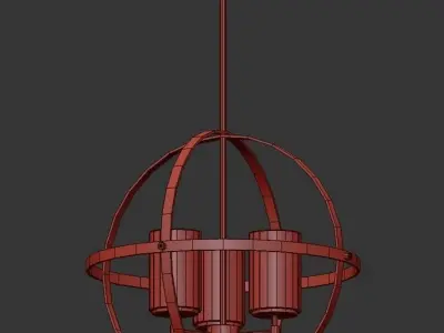 ALTURAS three light chandelier in brass with frosted glass 3D model