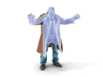 Bald Strongman in Trench Coat Rigged and Animated D Model Low-poly 3D model