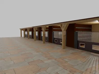 Horse Stable Low-poly 3D model