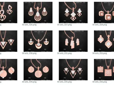 51 Light Wt Pendant Earrings set 3dm stl 3 view renders 3D print model