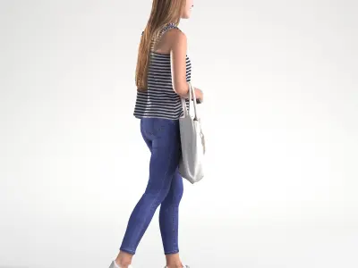 Woman Casual Walking Street Low poly Grace 2205 3D model