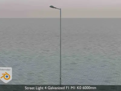 Street Light 4 Galvanized F1 M1 K0 6000mm Low-poly 3D model