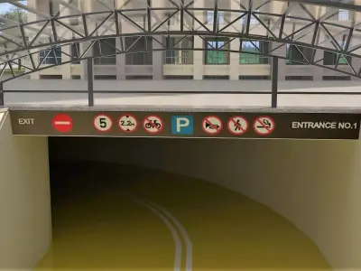 Underground Parking Entrance and Apartment Building 3D model