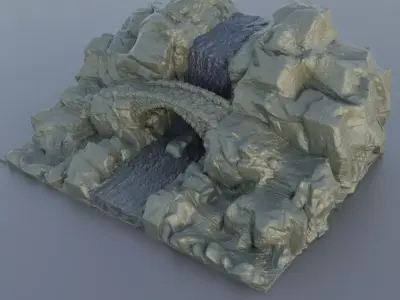 Waterfall Bridge Tabletop Terrain 28 mm 3D print model