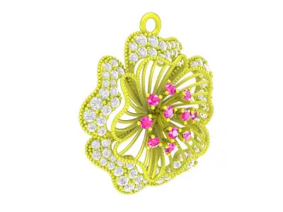 Luxury Floral Diamond Pendant Jewelry Design 6614 3D print model