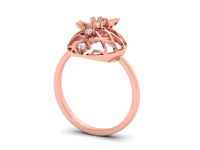 Solitaire Wedding Engagement Women Light Weight Flower Rings 3D print model 9