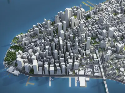 New York - Lower Manhattan Low-poly 3D model