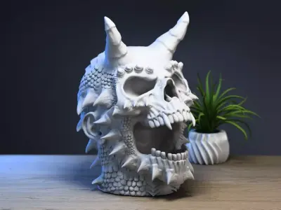 Skull dragon headphone Stand Cyborg Headset Stand Perfect Gamer  3D print model