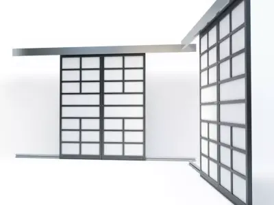 Black Sliding Doors 3D model
