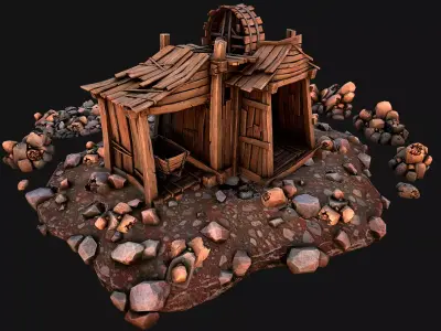 Medieval Copper Ore Mine Low-poly 3D model