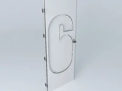 Wording 6 3D door very detail with glass  lock and hinger Free 3D model