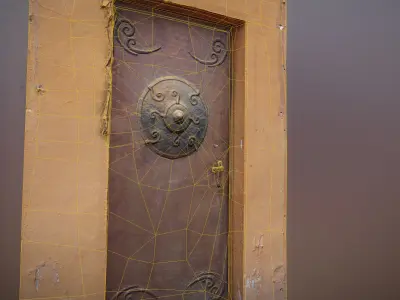 Scanned photorealistic old metal door - mongolian style  Low-poly 3D model