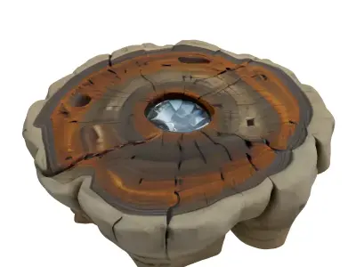 Mystic Wood Stump with Crystal Low-poly 3D model